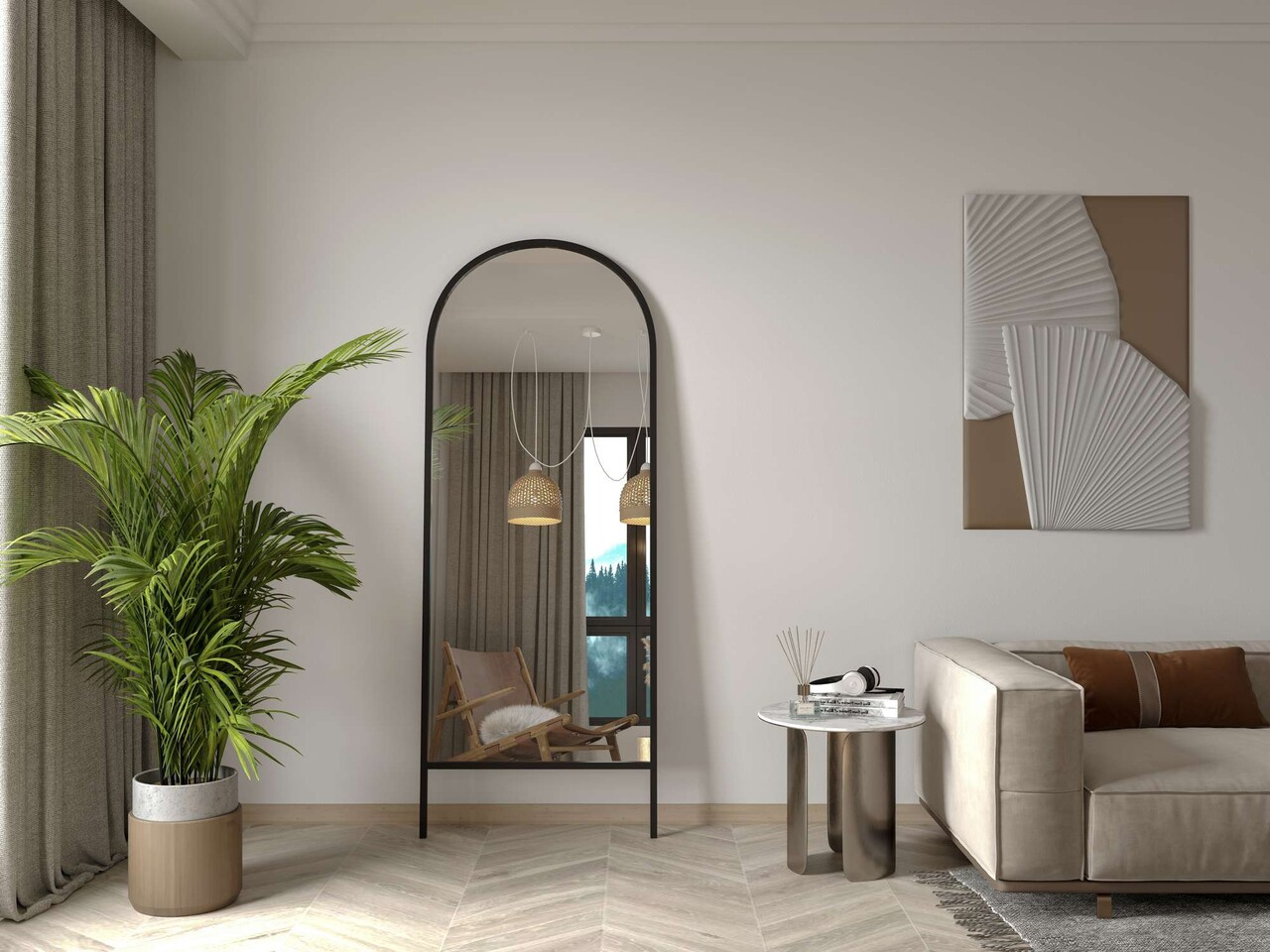 Oglinda Cheval Hanah Home Basiko 70x180 cm Metal Negru