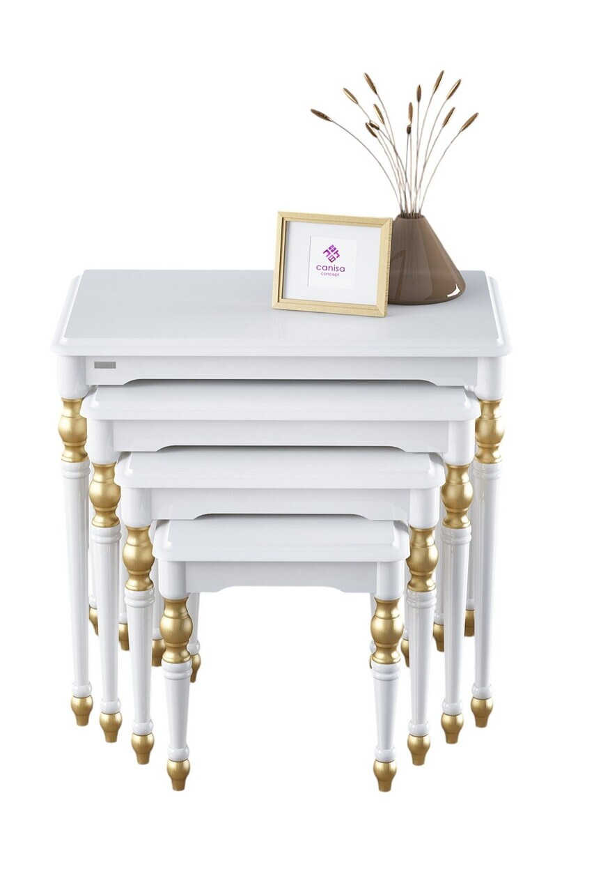 Set masute Nesting 4 piese, Hanah Home, Saray Avangart, Alb — imaginea 2