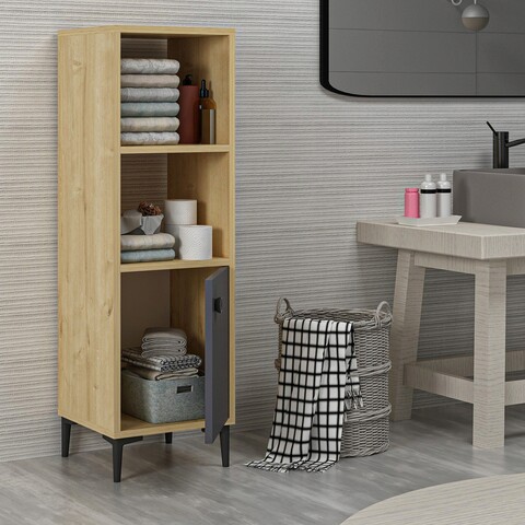 Dulap multifunctional, Olivia, Alone, 38.6x115x35 cm, PAL , Stejar safir / Antracit - 1 | YEO