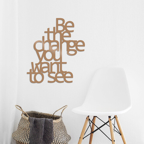 Decoratiune de perete, Be The Change You Want To See, Metal, Dimensiune: 70 x 62 cm, Cupru