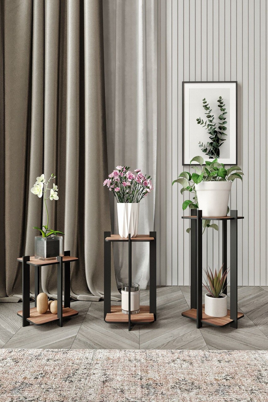 Suport din lemn pentru plante, Poter, Flower Desk Square, MDF , Maro - 1 | YEO