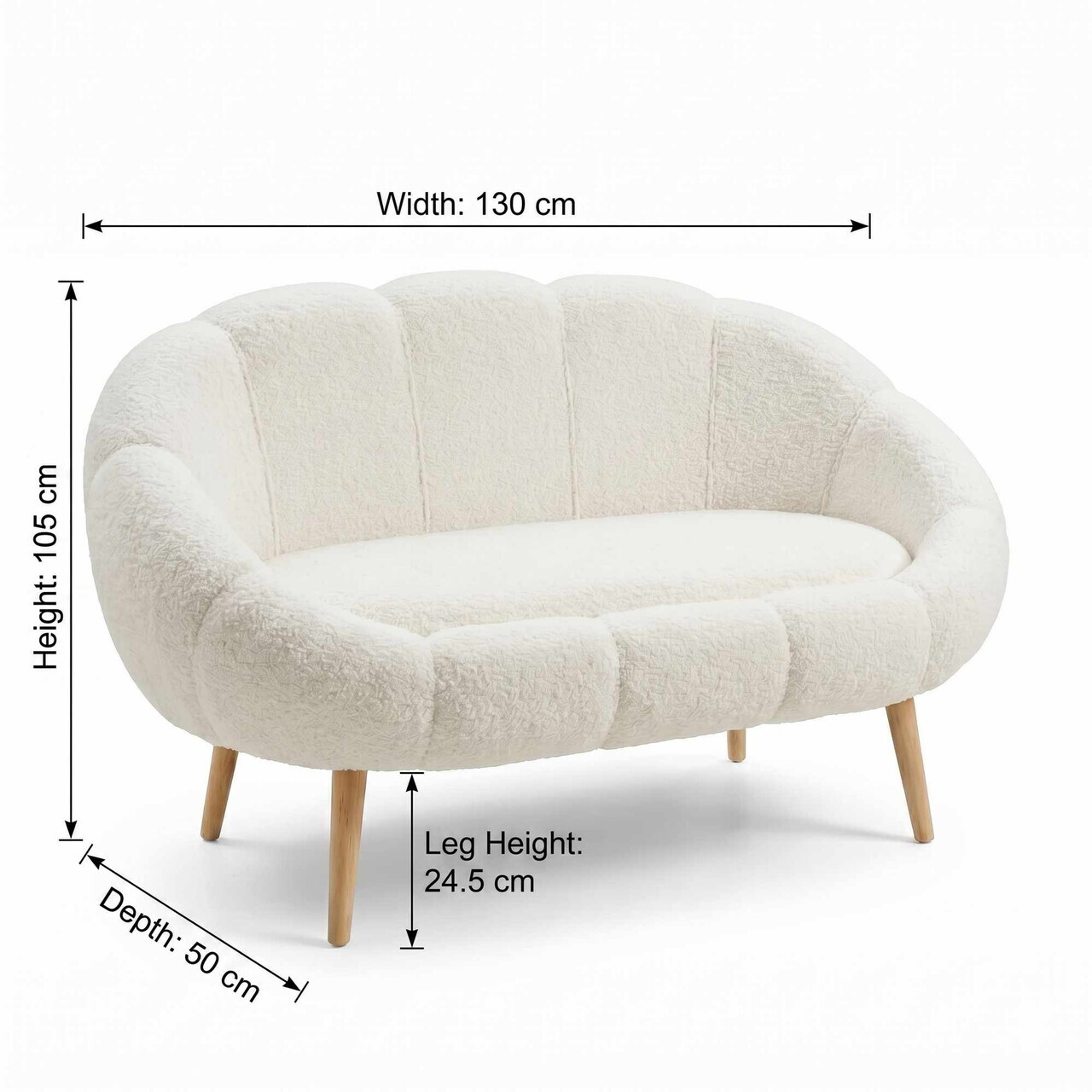 Canapea 2 locuri, Atelier del Sofa, 251BLS1114, PAL, Alb — imaginea 4