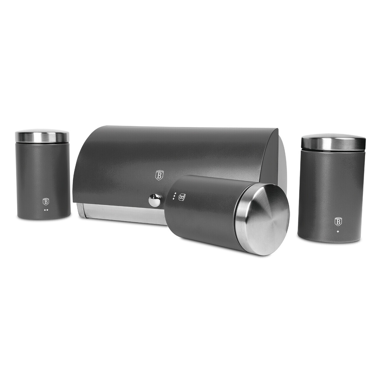 Set cutie pentru paine si 3 recipiente Berlinger Haus, Anthracite, 38.5x28x18.5 cm, inox, antracit mat/argintiu - imagine 2