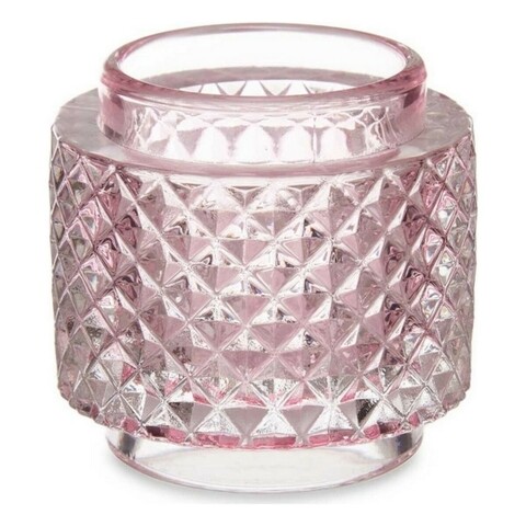 Suport pentru lumanare koa, gift decor, 7.5 x 7.5 x 7.5 cm, sticla, roz