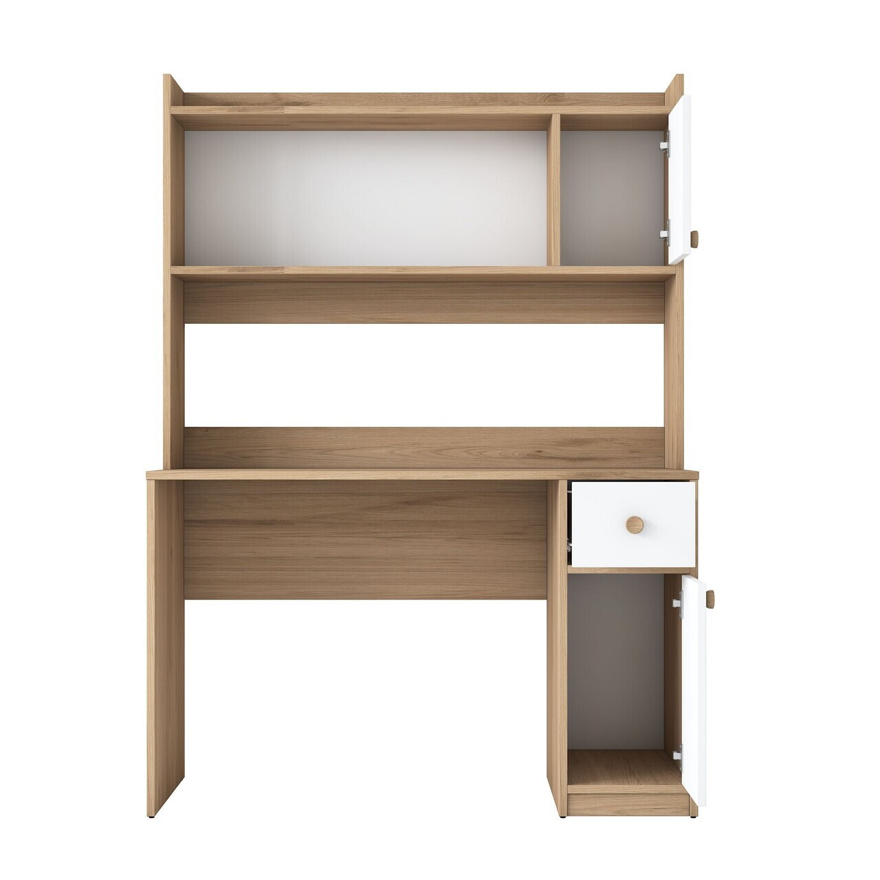 Set birou si biblioteca, Hanah Home, HA127, 120x166x50 cm, PAL melaminat, Nuc/Alb - view 9