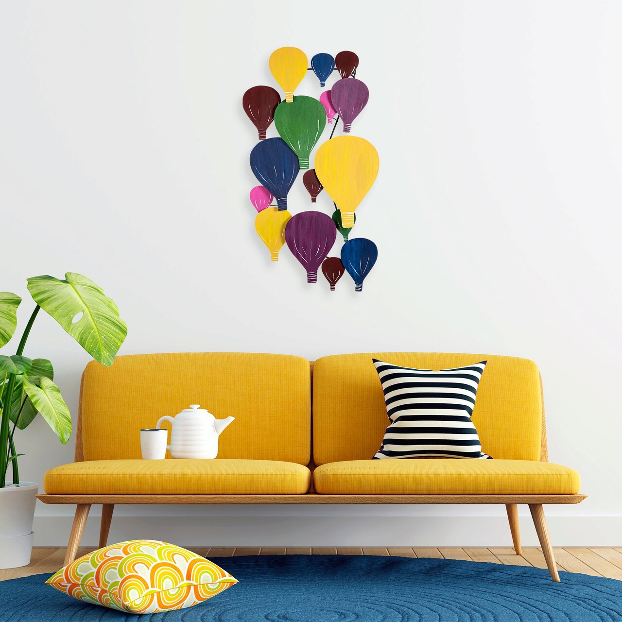 Decoratiune de perete, Kapadokya, Metal, Dimensiune: 53 x 100 x 7 cm, Multicolor - 1 | YEO