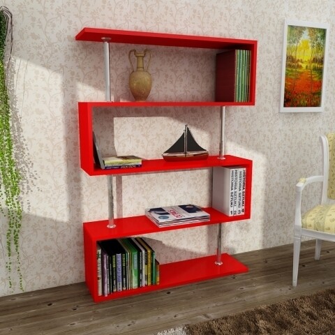 Biblioteca Wooden Art, Sunrise Red, 90x129x22 cm