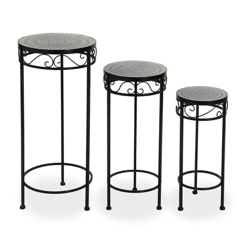 Set 3 suporturi pentru ghivece Mandala Avah, Versa, 30 x 69 cm, metal