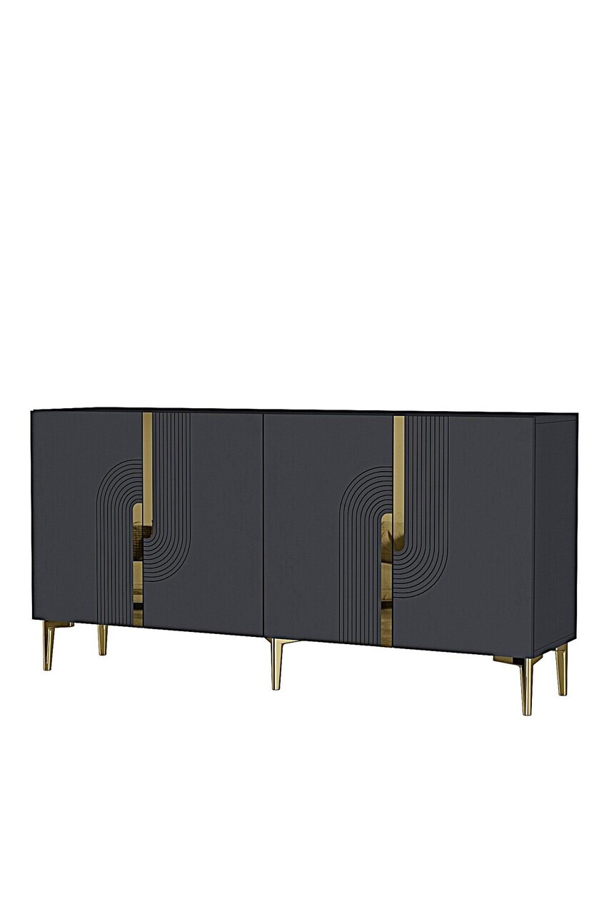 Consola, Hanah Home, Meyra 180, 180x75x32 cm, Antracit / Aur — imaginea 5