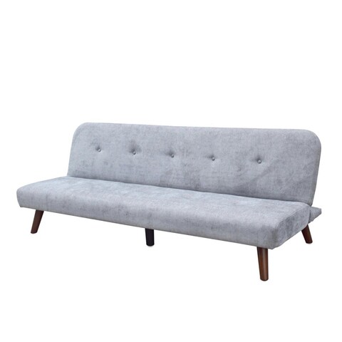 Canapea extensibila Rinko, Homla, 3 locuri, 195x81x74 cm, lemn/catifea din poliester, gri deschis