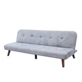 Canapea extensibila Rinko, Homla, 3 locuri, 195x81x74 cm, lemn/catifea din poliester, gri deschis