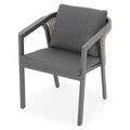 Set masa + 8 scaune Lyne, 229.5x99x76 cm / 62x60.5x75 cm, aluminiu/poliester, maro/gri