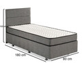 Saltea single, Base & Headboard, Niron, Argintiu, 80x38x180 cm, Cadru: OȚEL, Gri