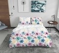 Lenjerie de pat dubla Flowers, Bedora, 4 piese, 200x220, 100% bumbac, multicolor