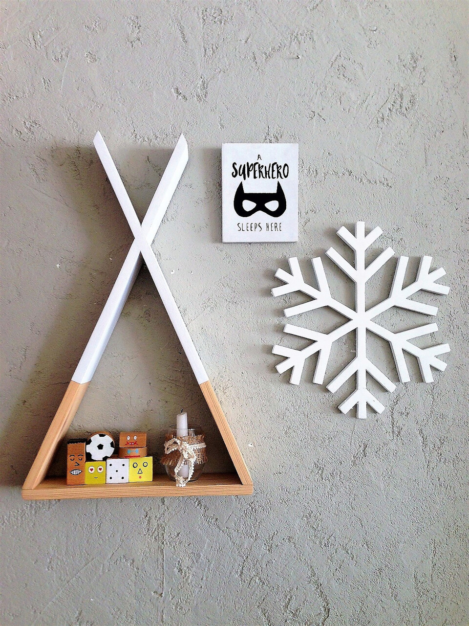 Raft de perete Tent 40x65x8.5 cm Maro/Alb