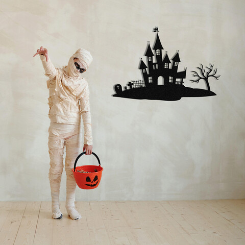 Decoratiune de perete, Halloween 1, Metal, Dimensiune: 70 x 48 cm, Negru Enzo