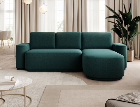 Coltar extensibil dreapta 4 locuri ELTAP, Aurumm, 285x180x92 cm, lemn/poliester, verde inchis