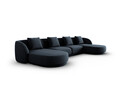 Coltar panoramic 5 locuri, Tulum, Cosmopolitan Design, 330x156x70 cm, tesatura chenille, albastru regal