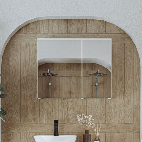 Dulap de baie cu oglindă, Hanah Home, 2200, 75x60x14.2 cm, MDF, Alb