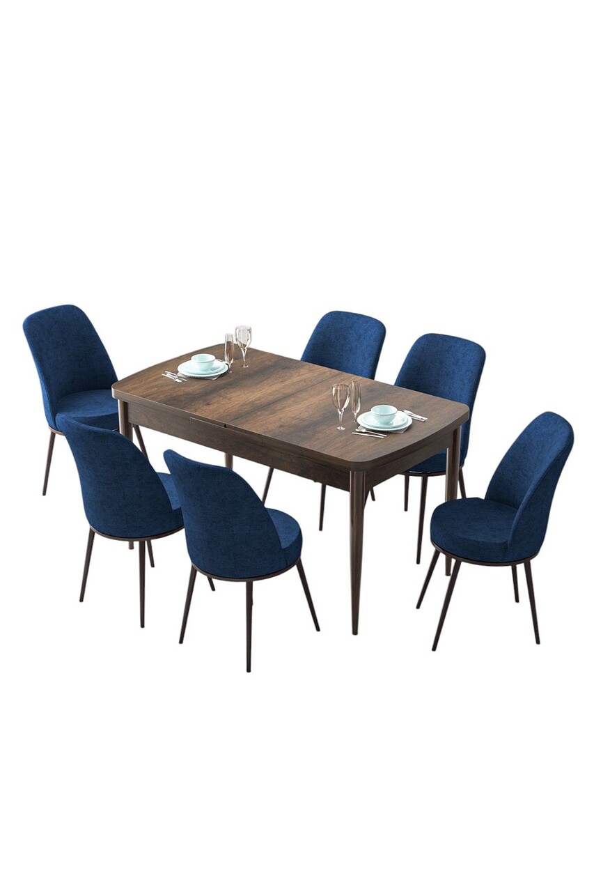 Set masa extensibila si scaune, Hanah Home, Zen, Baroc / Albastru marin - view 2