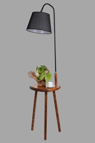 Lampadar cu masuta, Luin, 8272-3, E27, 60 W, metal/lemn/textil