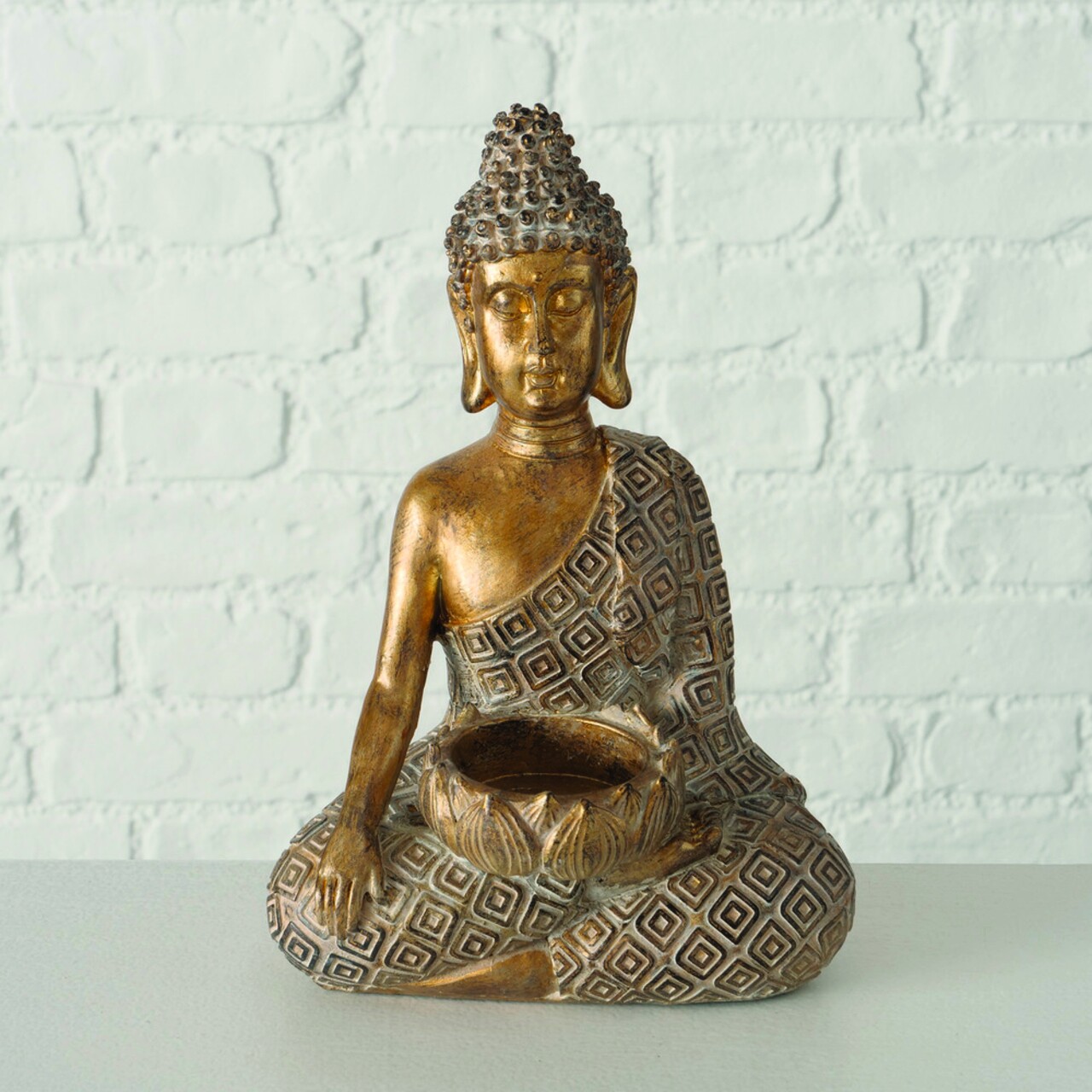 Suport Pentru Lumanari Buddha Makia V1, Boltze, 14x10x21 Cm, Polirasina