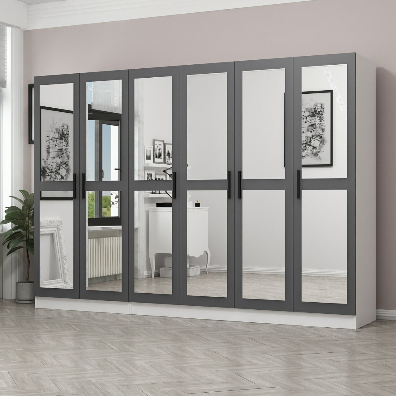 Dulap pentru haine, Minerva, Kale, 225x210x52 cm, PAL, Antracit - 1 | YEO