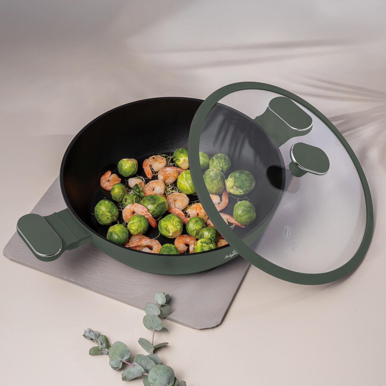 Oala cu capac Berlinger Haus, Matte Green, 28 cm, 3.8 L, aluminiu forjat, verde mat - imagine 7