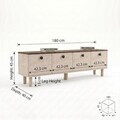 Comoda TV, Hanah Home, Pura, 180x50x40 cm, Travertin / Nuc Venezia