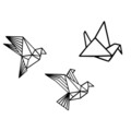 Decoratiune de perete, Origami, metal, 100 x 31 cm, negru