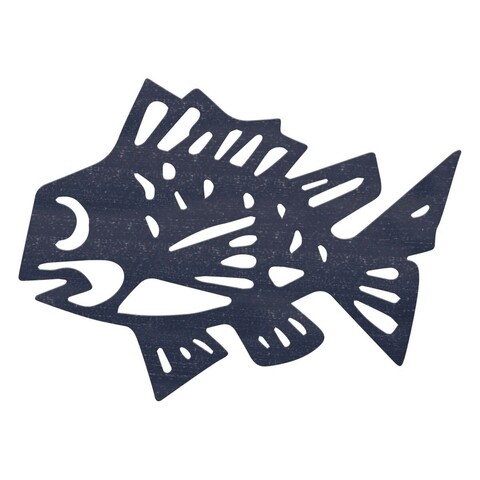 Decoratiune de perete outdoor fish, 36 x 26 cm, metal, albastru navy