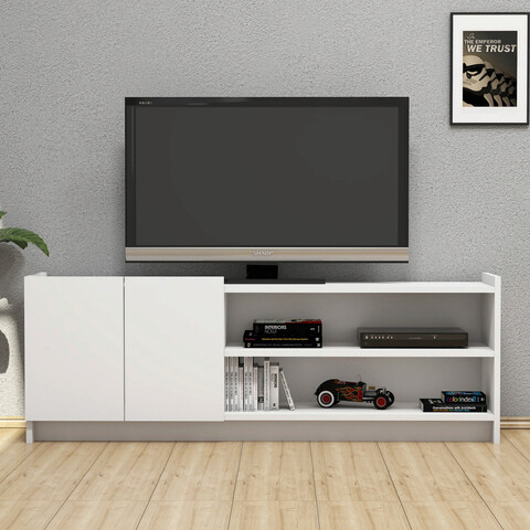 Comoda TV, Mezza, Melodi 1482, 141.6x50x29.5cm, Alb