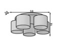 Plafoniera ELTAP, Vespillo, 58x18 cm, 5xE27, 15W, otel/PVC, alb/auriu