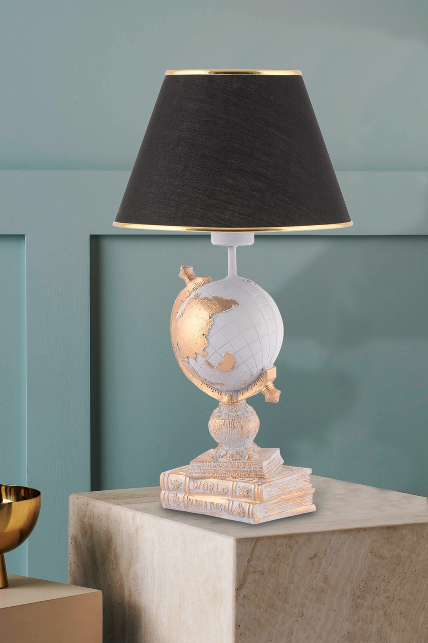 Lampa de masa, Opviq, 390FLH2248, Alb / Negru / Auriu