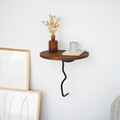 Raft de perete, Neostill, Leo, 35x35 cm, Lemn masiv, Castan / Negru