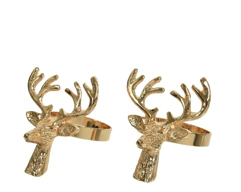 Set 2 inele pentru servetele Reindeer, Decoris, Ø4 cm, metal, auriu