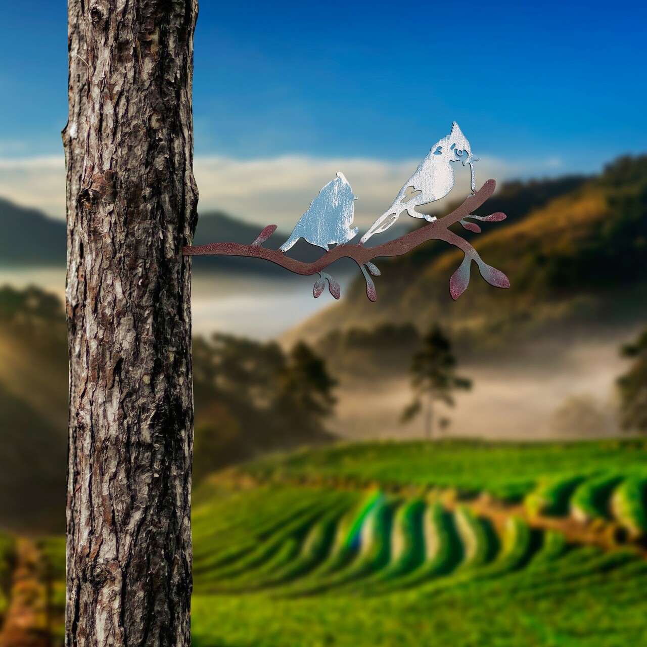 Obiect decorativ de grădină, Bird on the branch 27, 23x45 cm, Multicolor - imagine 3