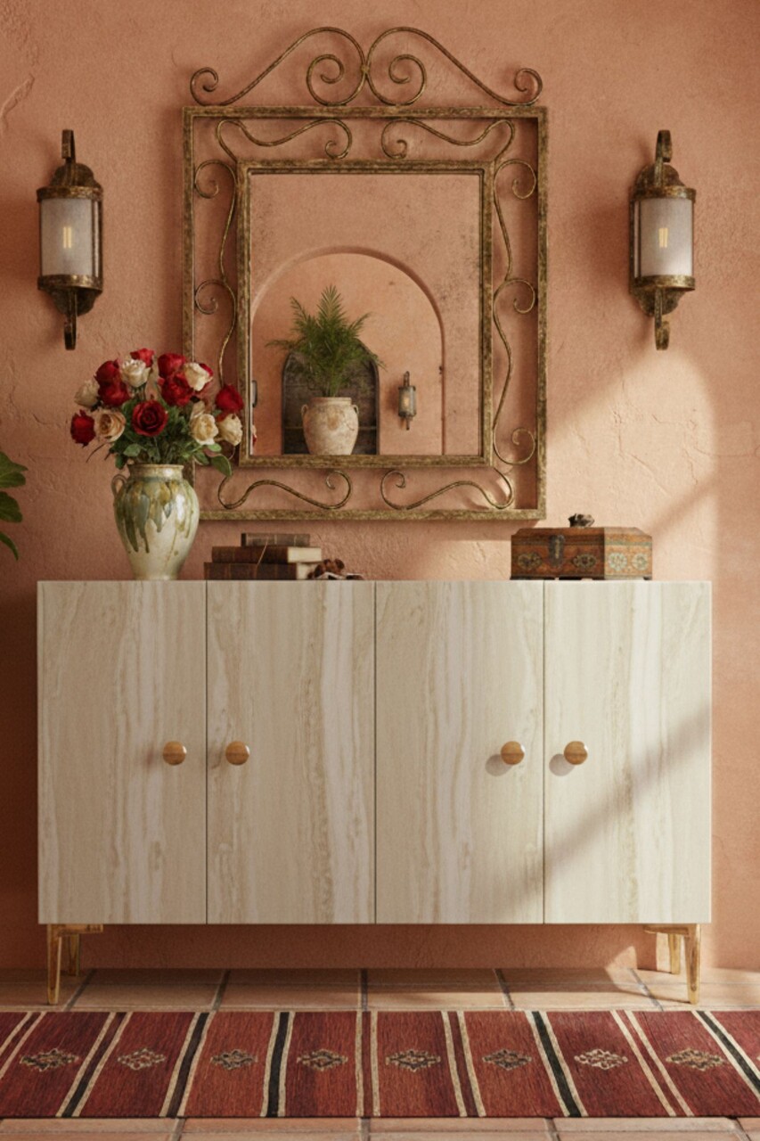 Consola, Hanah Home, Simple 120, 120x75x32 cm, Alb / Travertin - view 2