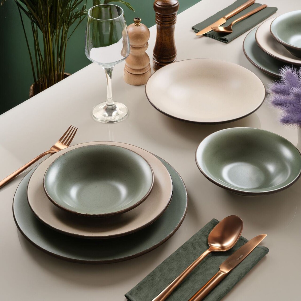 Serviciu de masa Hermia 387GRP1419 Farfurie: 20 x 20 x 4 cm (6 bucăți) Bej / Nisipiu