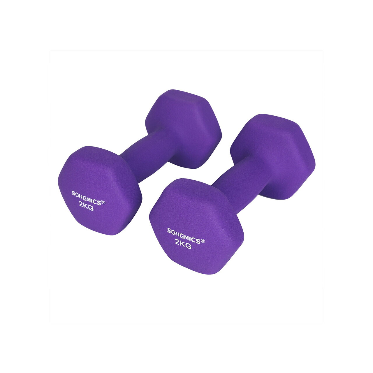 Set gantere 2 x 2 kg, Songmics, neopren, violet - imagine 4