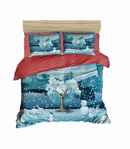 Lenjerie de pat dubla Xmas-432, Pearl Home, 3 piese, amestec bumbac, multicolor