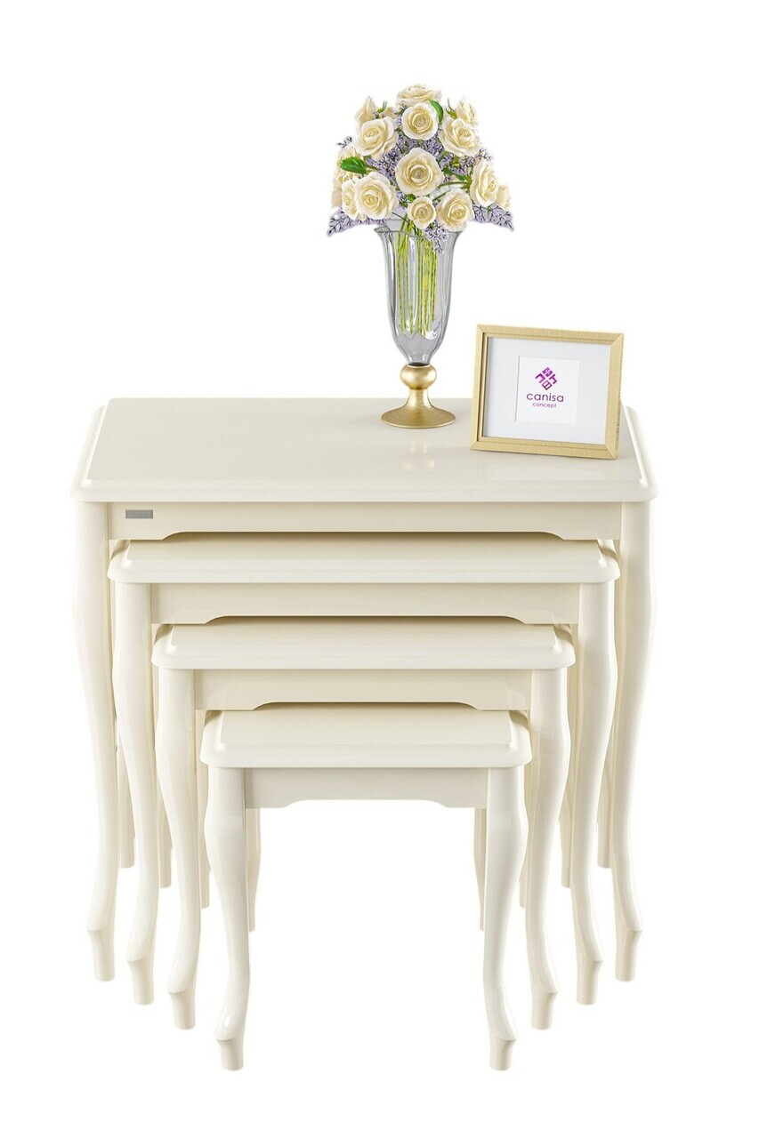 Set masute Nesting 4 piese, Hanah Home, Roma Avangart, Crem — imaginea 2