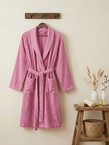 Halat de baie, L'essentiel Maison, Just, Bumbac, Roz