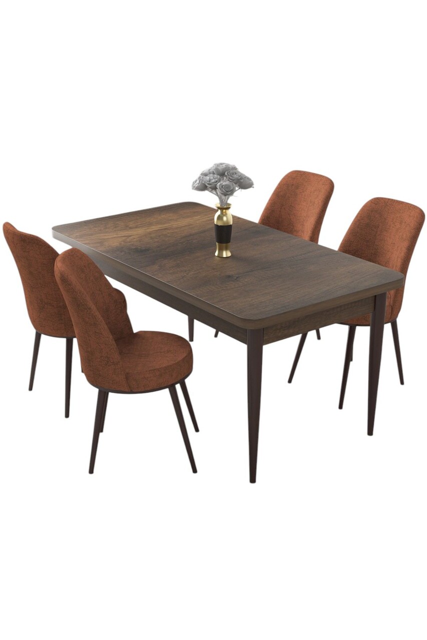 Set masă și scaune (5 bucăți), Hanah Home, Nil, Baroc / Roșu-țiglă - view 2