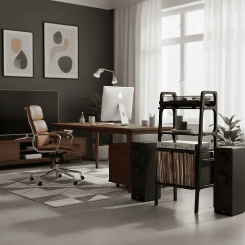 Suport pentru pick-up, Hanah Home, CPT4850-50, 50x90x40 cm, PLACAJ CARPEN, Negru