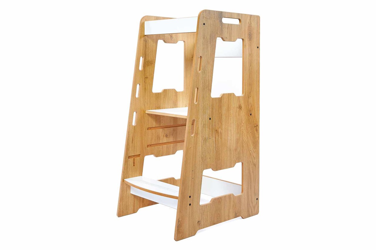 Turn de invatare, Hanah Home, Learning Tower, 40x90x50 cm, Natural/Alb - view 3