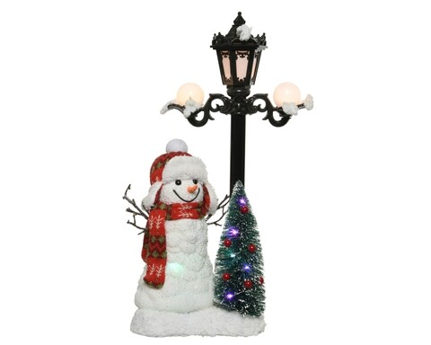 Decoratiune luminoasa Snowman, Lumineo, 28x14x51 cm, 10 LED-uri, multicolor
