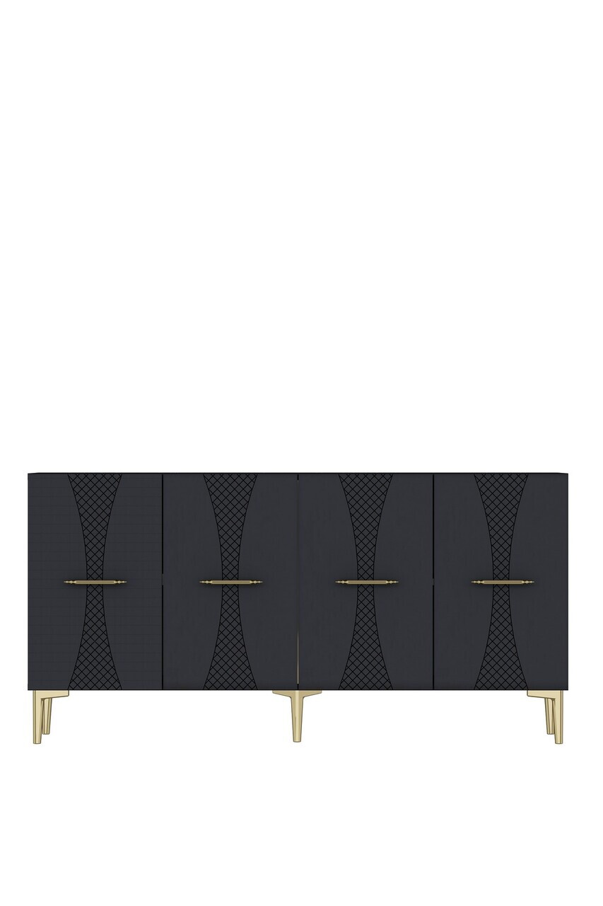 Consola, Hanah Home, Slim 150, 150x75x32 cm, Antracit / Aur — imaginea 5