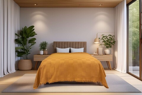 Cuvertura matlasata dubla, Russel - Caramel, ICF Bedroom, Bumbac