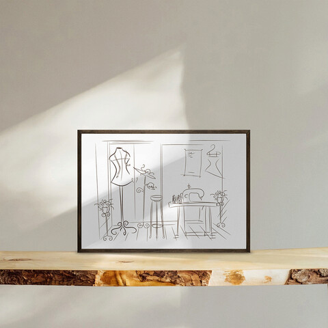Tablou decorativ, td111, lemn, desenat manual, natural